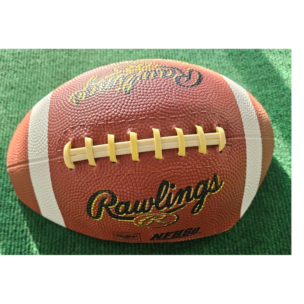 Rawlings Pro 5 NFHS Official Size Rubber‎ Football Brown Yellow Laces